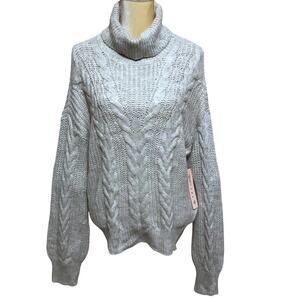 Crave Fame NWT Light Heather Grey Cowl Neck Knit Sweater Juniors XL